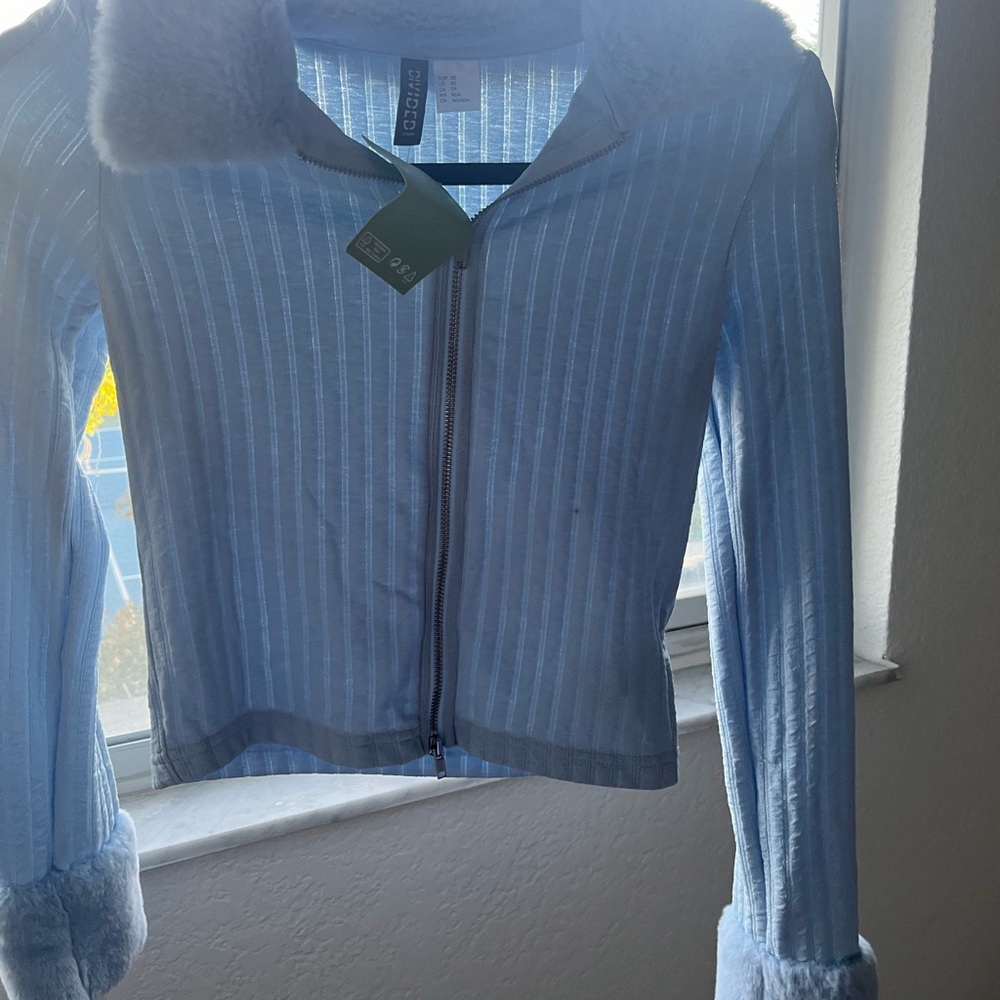 Divided Sky Blue Ribbed Jacket